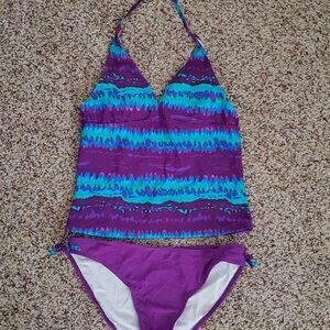 Girl's iEfiel Purple/Blue Tankini, Size 16